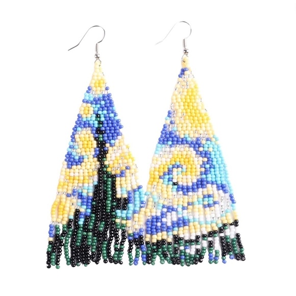 Jewelry - Starry Night Seed Bead Drop Earrings